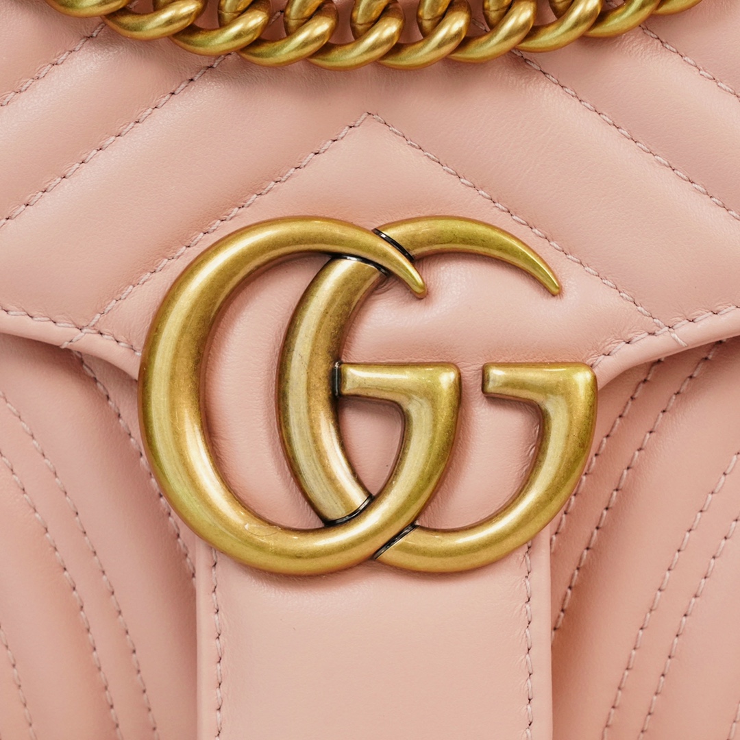GG Marmont small matelassé shoulder bag Peach 443497 – 26x15x7cm