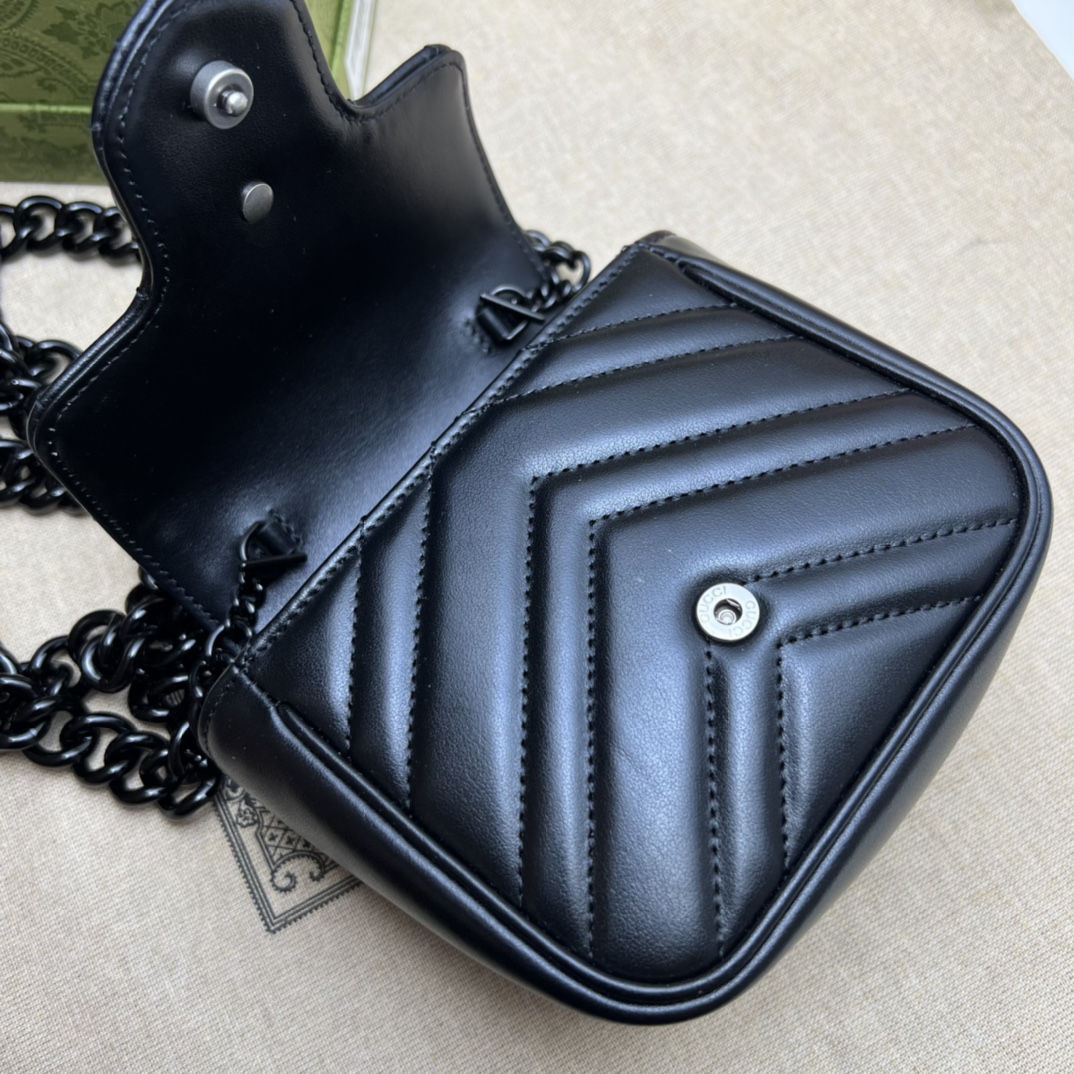 GG Marmont Mini belt bag Black 739599 - 12x12.5x7cm