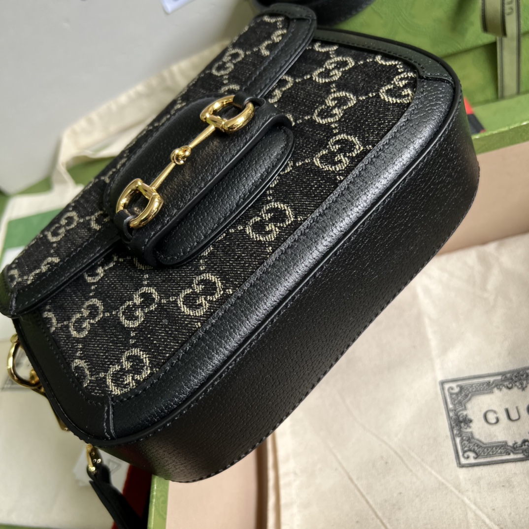 Gvc*1 horsebit 1955 mini bag black gg svp*me canvas ‎658574 - 20.5x14.5x5cm