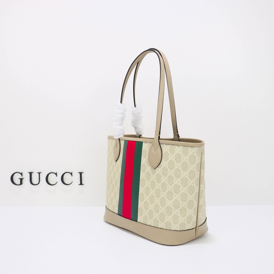 Gvc*1 ophidia small tote bag oatmeal leather 726762 - 25 x 22 x 12cm