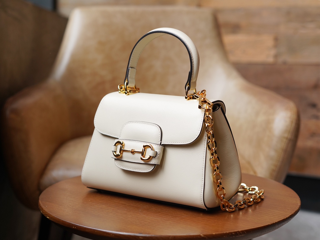 Gvc*1 horsebit 1955 small bag white 703848 - 22x16x10.5cm