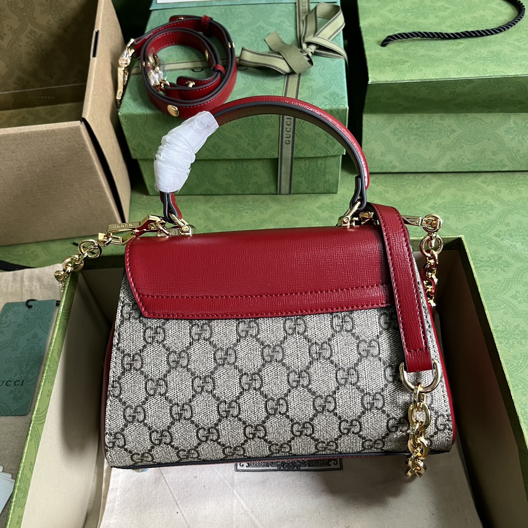 Gvc*1 horsebit 1955 small bag red grey 703848 - 22x16x10.5cm