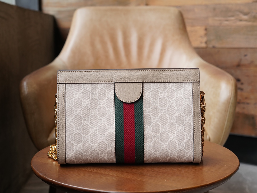 Gvc*1 ophidia gg small shoulder bag oatmeal leather 503877   - 26x17.5x8cm