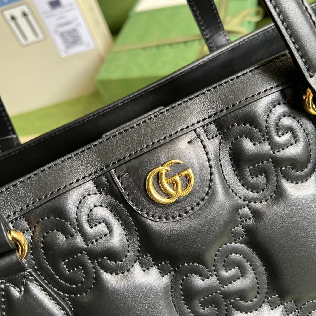 Gvc*1 ophidia gg matelassé medium tote black 631685 - 38 x 28 x 14cm