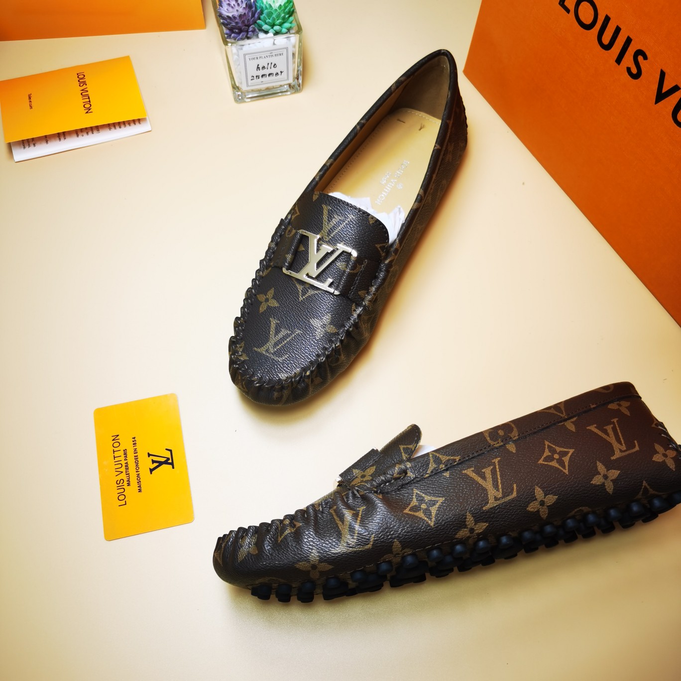 LV flat brown shoe cawhide sheepskin 35-46